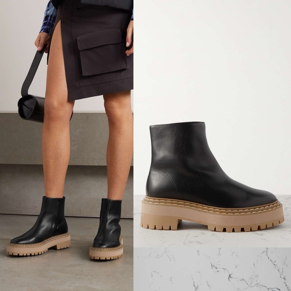 Proenza Schouler Shoes - New Proenza Schouler Leather Platform Lug Sole Ankle Boots